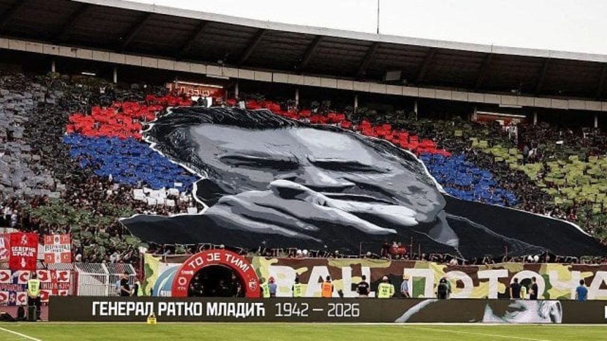 Red Star fans commemorate Ratko Mladić with controversial tifo